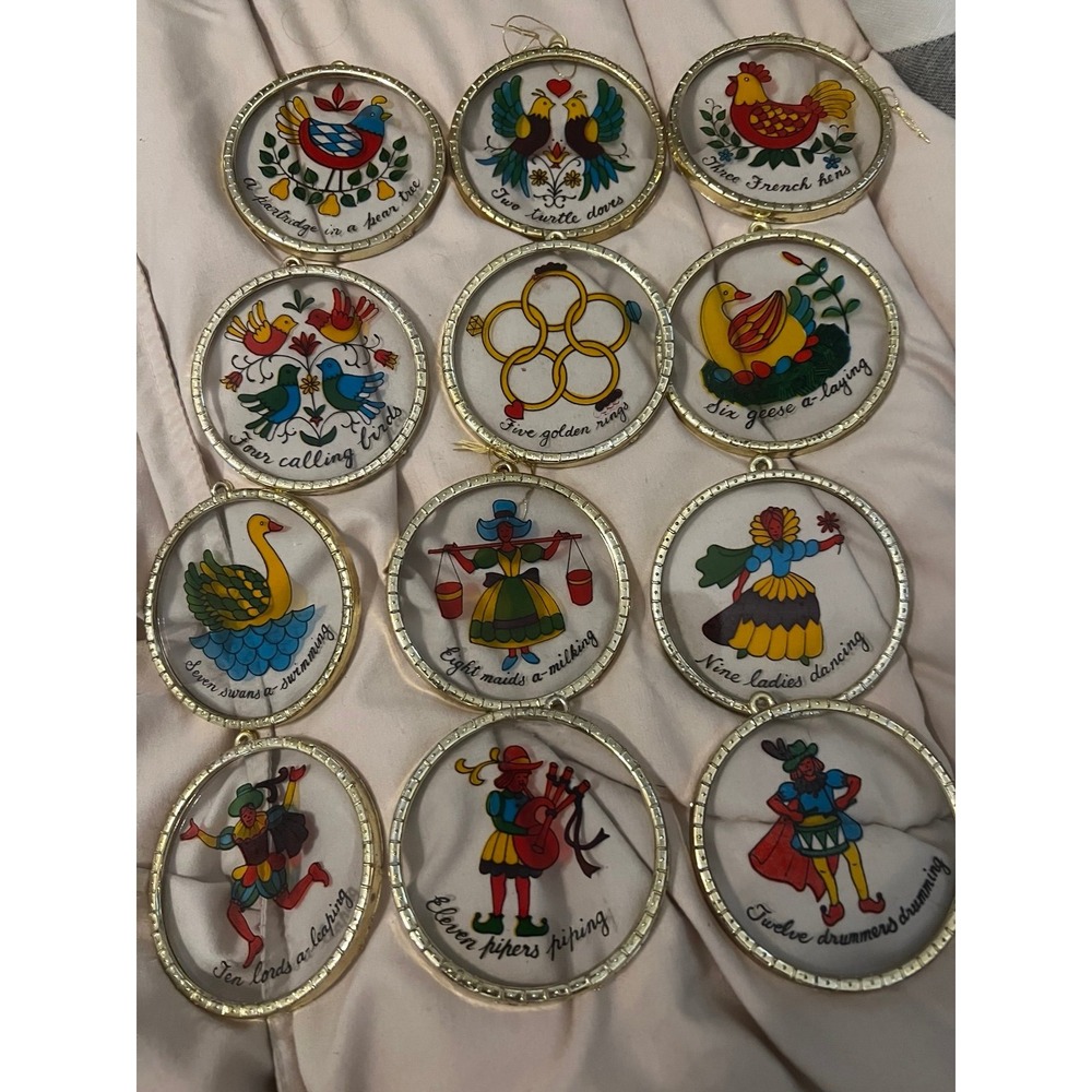 Vintage 12 days of Christmas Ornaments